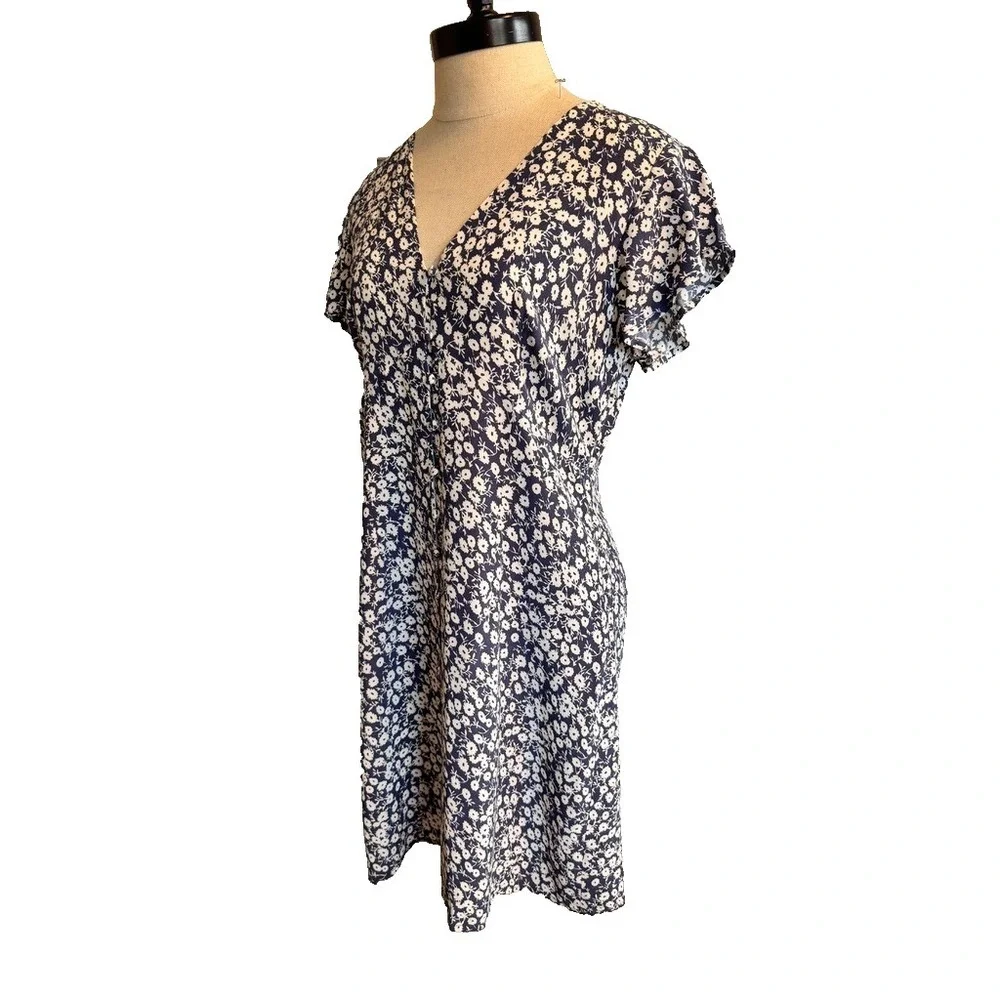 Rails HELENA Mini Floral Dress XS Navy Camellia Summer Flutter-sleeve Minidress